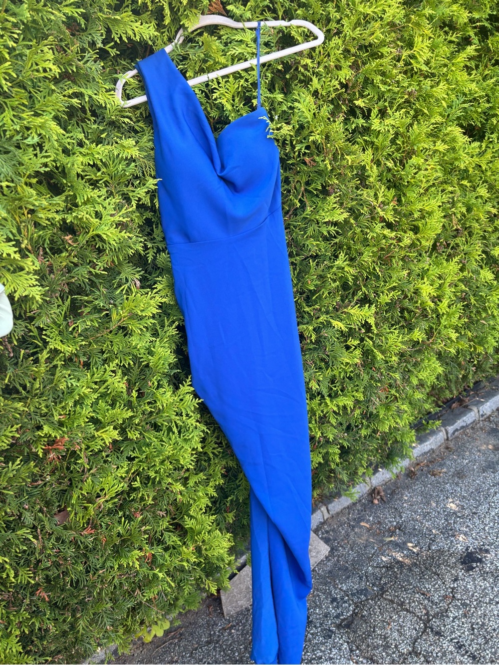 Elegant One-Shoulder Royal Blue Maxi Dress